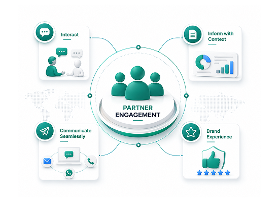Partner engagement hub connecting communication channels